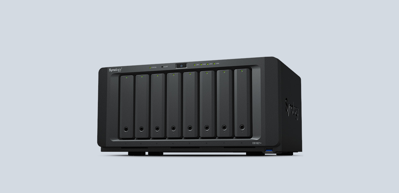 Synology officialise son DS1821+ : 8 baies, Ryzen V1500B, 4x 1 Gb/s et port PCIe